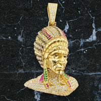 2.1" 14k Gold 3D Native Chief Pendant