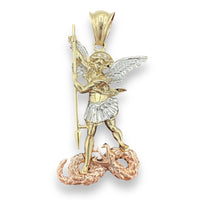 14k Tri-color Gold Saint Michael Pendant, St Michael Pendant