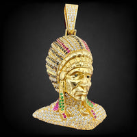 2.1" 14k Gold 3D Native Chief Pendant