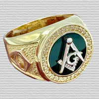 14k Tri-color Gold Round Masonic Ring
