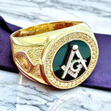 14k Tri-color Gold Round Masonic Ring