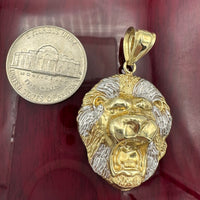1.6” 10K Yellow Gold Roaring Lion Pendant