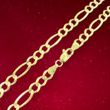 5mm 14k Yellow Gold Solid Figaro Chain
