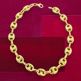 8mm 14K Yellow Gold Puffed Mariner Link Bracelet