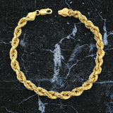 10k Yellow Gold 6mm Diamond Cut Rope Bracelet - various sizes