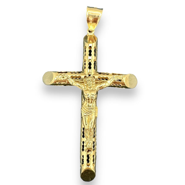 3.55” 14K Yellow Gold 3D Crucifix Pendant