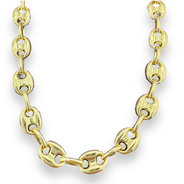7.7mm 14k Gold Puffed Mariner Link Necklace