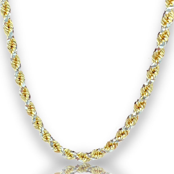 3.2mm Solid 14k Two-tone Gold  Prism Cut Rope Chain