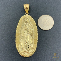2.3” 10K Yellow Gold Our Lady of Guadalupe Pendant