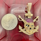 1.79” 14K Gold Pirate Skull Pendant