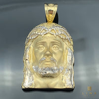 10K Two-tone Gold Jesus Face Pendant