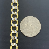 9MM 10K Two-toned Gold Pavé Cuban Bracelet