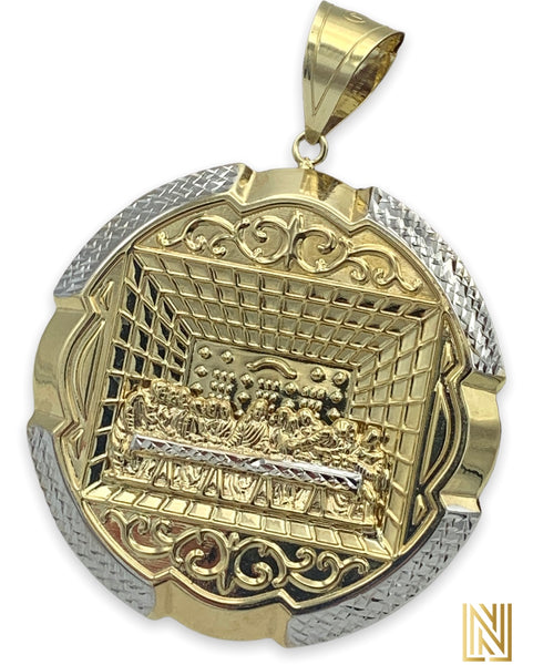 Extra Large 10k Yellow Gold Last Supper Pendant