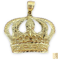 1.5” 14K Yellow Gold Monarch Crown Pendant