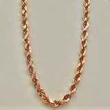 3mm 14k Rose Gold Solid Rope Chain