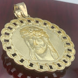 Extra Large 10k Gold Jesus Face Round Pendant