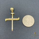10K Two-tone Gold Nail Cross Pendant