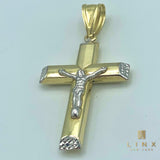 10K Two-tone Gold 3D Crucifix Pendant