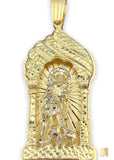 3.9” 10k Yellow Gold Solid Saint Lazarus House Pendant