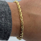 4.5MM 10K Yellow Gold Solid DC Rope Bracelet