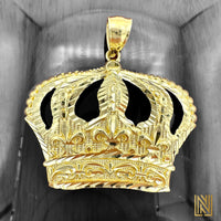 1.5” 14K Yellow Gold Monarch Crown Pendant