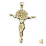 2.8” 10K Yellow Gold Crucifixion of Jesus Pendant