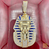 2.1” 14K Yellow Gold Enameled King Tut Pharaoh Pendant