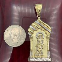 Large 10K Two-tone Gold Saint Lazarus Pendant