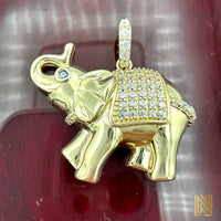 1” 14K Yellow Gold Elephant Pendant