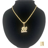 10K Gold KEEP IT A HUNDRED Pendant & Rope Chain Necklace