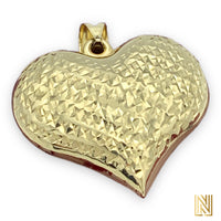 1.5” 14K Gold Reversible Puffed Heart Pendant
