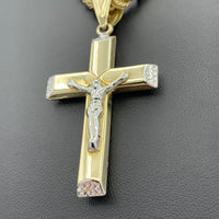 2.47” 10k Gold 3D Crucifixion Pendant and 4MM Rope Chain Necklace