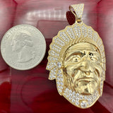 1.96” 14K Yellow Gold Native Chief Pendant
