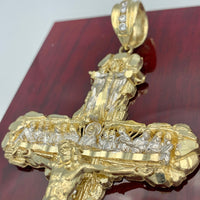 3.45” 10K Gold Nugget Crucifix Pendant