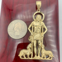 2.75” 14K Yellow Gold Saint Lazarus Pendant
