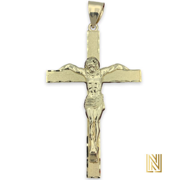 XXL 10K Yellow Gold Crucifix Pendant