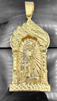 3.9” 10k Yellow Gold Solid Saint Lazarus House Pendant