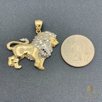 14K Two-tone Gold Lion Pendant