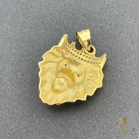 14K Yellow Gold and C/Z Lion King Pendant