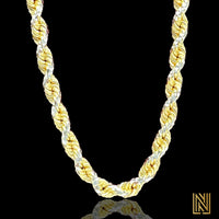 4mm Solid 14k Two-tone Gold  Prism Cut Rope Chain