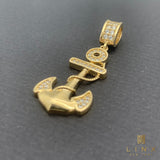 14K Gold and CZ Anchor Pendant