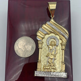 10K Two-tone Gold Saint Lazarus Pendant (extra large)