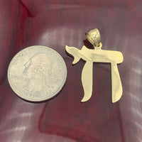 1.3” 14K Yellow Gold Chai Pendant