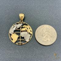 14K Two-tone Gold Globe Pendant