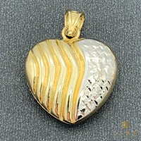 14K Yellow Gold Reversible Puffed Heart Charm