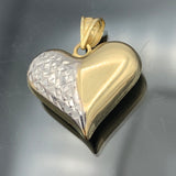 14K Gold Reversible Puffed Heart Pendant