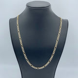 5.3MM 14K Yellow Gold Solid Pavè Figaro Chain