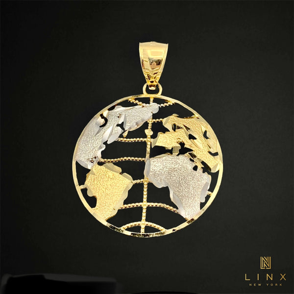 14K Two-tone Gold Globe Pendant