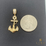 14K Gold and CZ Anchor Pendant