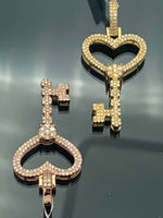 14K Gold Diamond Key Pendant (choose your color)